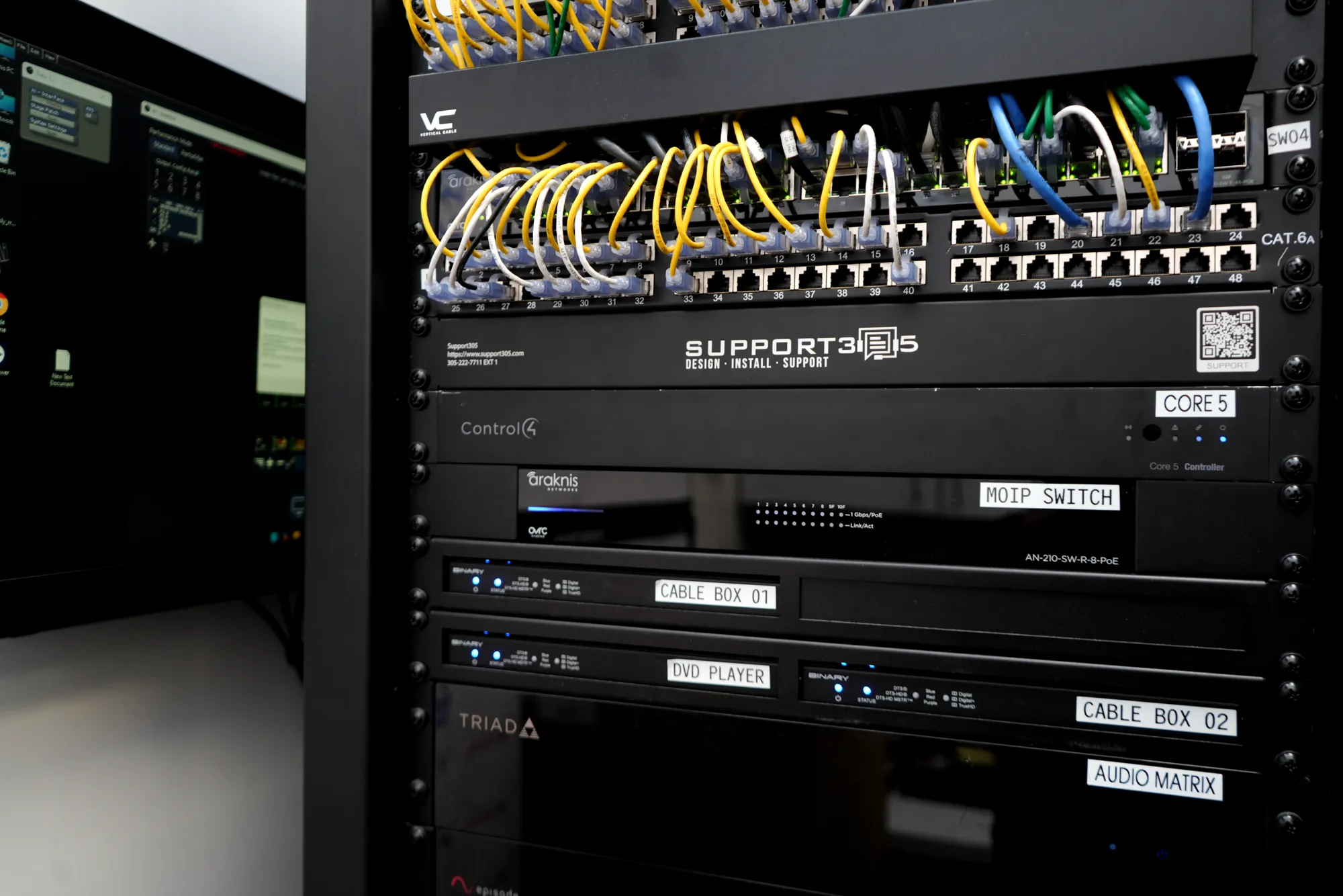 Control and AV rack built by DIST
