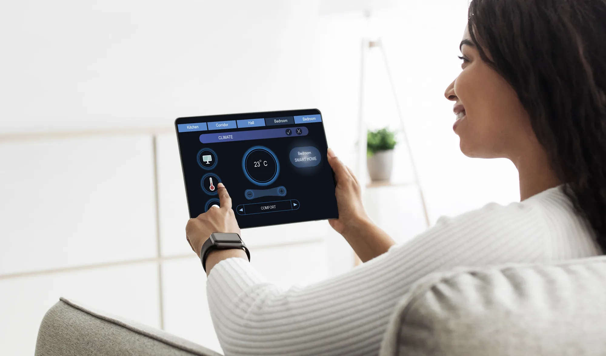 Tablet controlling a home automation system